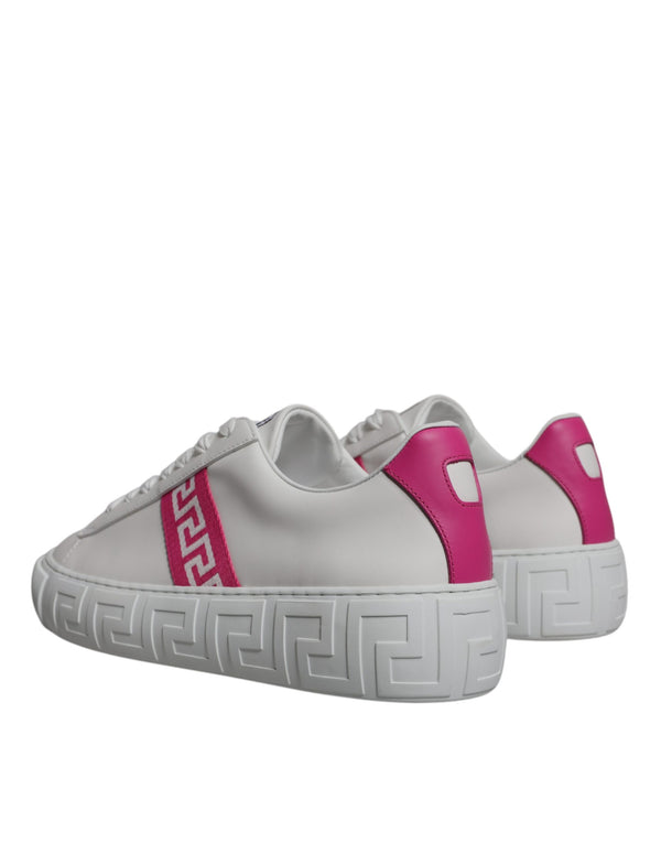 Weiß Rosa Greca Drucken Plattform Low Top Turnschuhe Schuhe