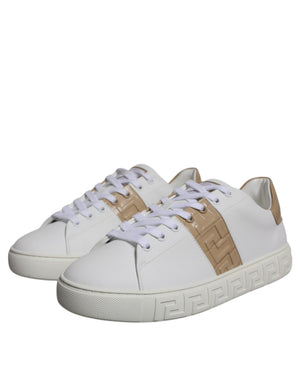 Weiß Braun Greca Print TPU Low Top Männer Turnschuhe Schuhe