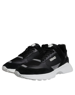 Schwarzer Canvas Quad Fabric Medusa Low Top Sneaker Schuhe