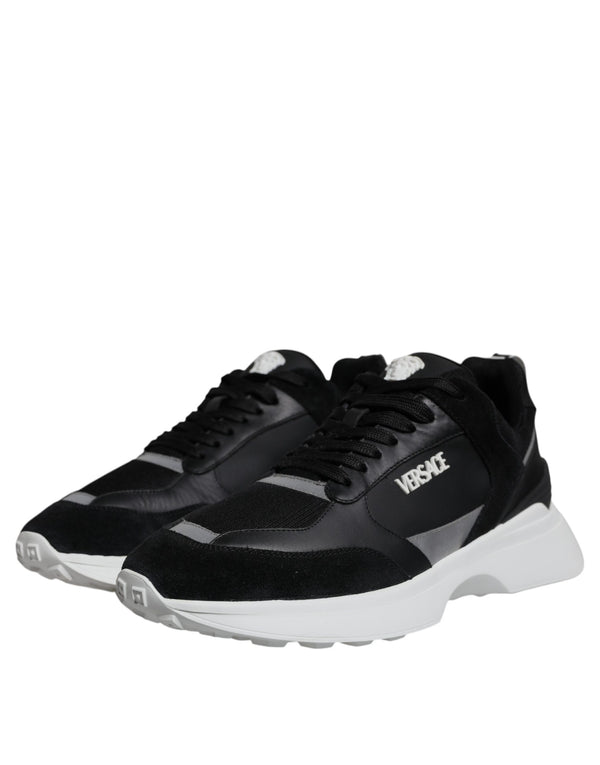 Schwarzer Canvas Quad Fabric Medusa Low Top Sneaker Schuhe
