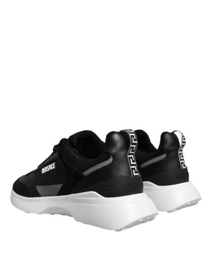 Schwarzer Canvas Quad Fabric Medusa Low Top Sneaker Schuhe