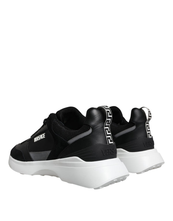 Schwarzer Canvas Quad Fabric Medusa Low Top Sneaker Schuhe