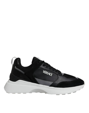 Schwarzer Canvas Quad Fabric Medusa Low Top Sneaker Schuhe