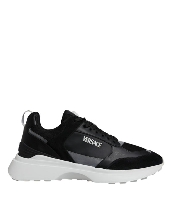 Schwarzer Canvas Quad Fabric Medusa Low Top Sneaker Schuhe