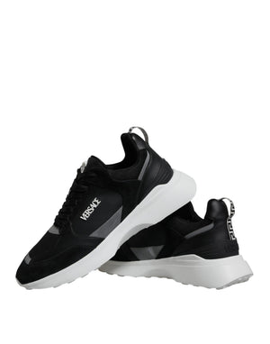 Schwarzer Canvas Quad Fabric Medusa Low Top Sneaker Schuhe