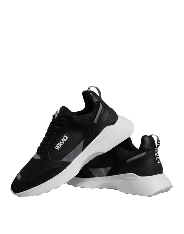 Schwarzer Canvas Quad Fabric Medusa Low Top Sneaker Schuhe