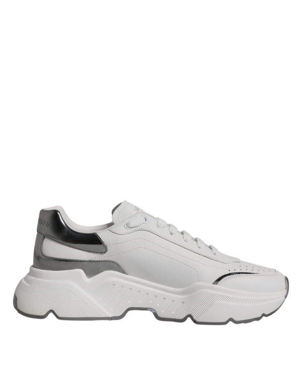 Weiß Silber DAYMASTER Leder Turnschuhe Schuhe