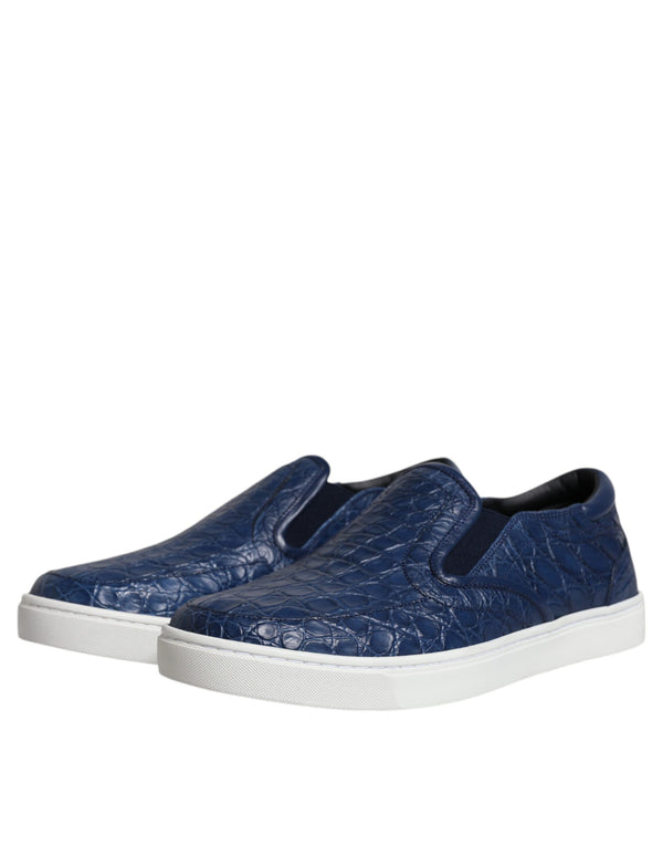 Blau Croc Exotische Leder Männer Turnschuhe Schuhe