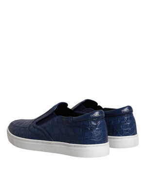 Blau Croc Exotische Leder Männer Turnschuhe Schuhe