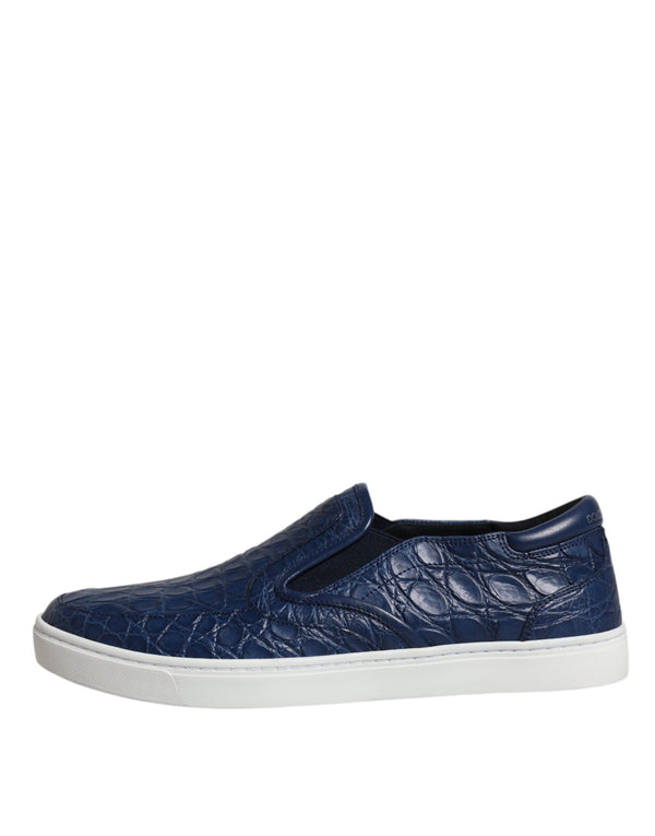 Blau Croc Exotische Leder Männer Turnschuhe Schuhe