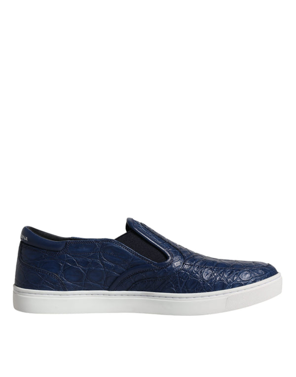 Blau Croc Exotische Leder Männer Turnschuhe Schuhe