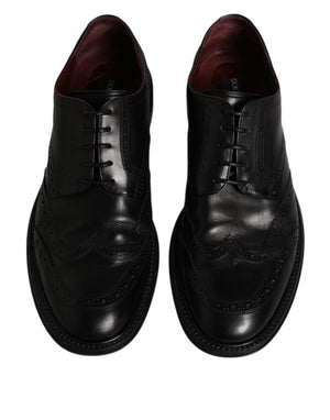 Schwarzes Leder Derby Wingtip Formelle Schuhe