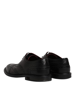 Schwarzes Leder Derby Wingtip Formelle Schuhe