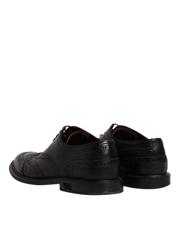 Schwarzes Leder Derby Wingtip Formelle Schuhe