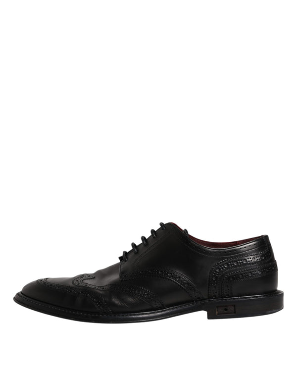 Schwarzes Leder Derby Wingtip Formelle Schuhe