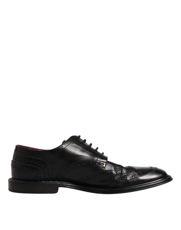 Schwarzes Leder Derby Wingtip Formelle Schuhe