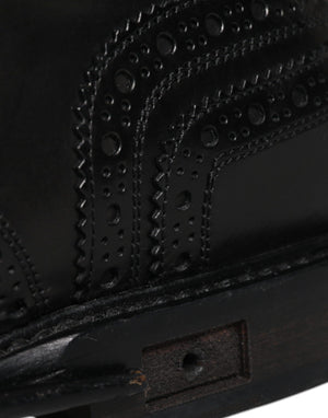 Schwarzes Leder Derby Wingtip Formelle Schuhe