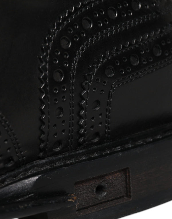 Schwarzes Leder Derby Wingtip Formelle Schuhe