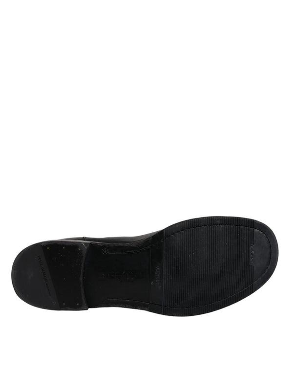 Schwarzes Pferd Leder Mid Calf Stiefel Schuhe