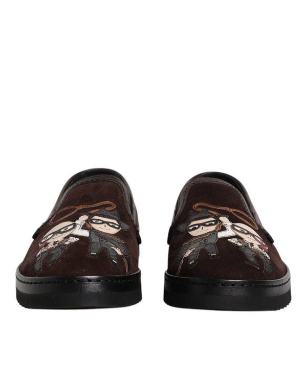 Braun Wildleder DG Familie Slip On Flats Schuhe