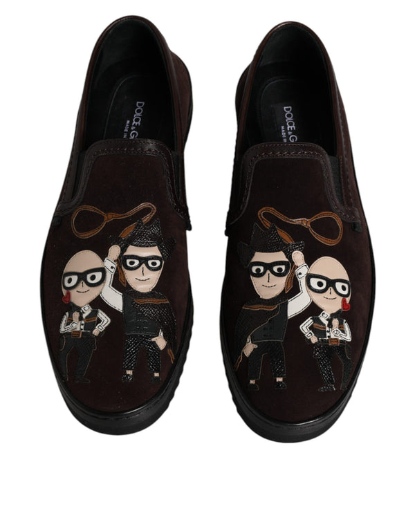Braun Wildleder DG Familie Slip On Flats Schuhe
