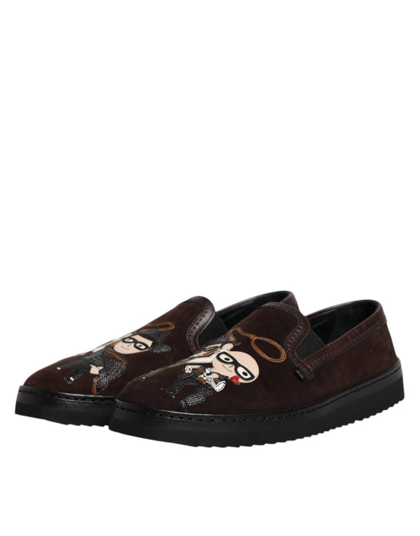 Braun Wildleder DG Familie Slip On Flats Schuhe