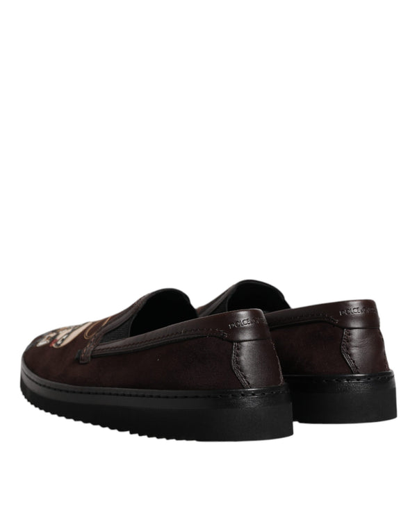 Braun Wildleder DG Familie Slip On Flats Schuhe