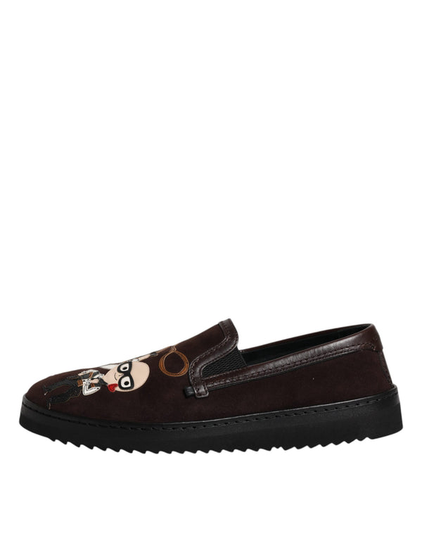 Braun Wildleder DG Familie Slip On Flats Schuhe