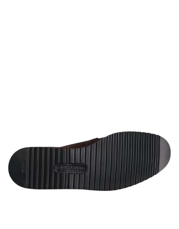 Braun Wildleder DG Familie Slip On Flats Schuhe