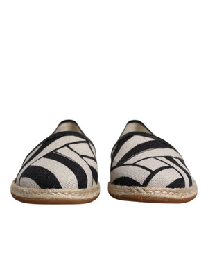Schwarz Weiß Streifen Slip On Espadrille Schuhe