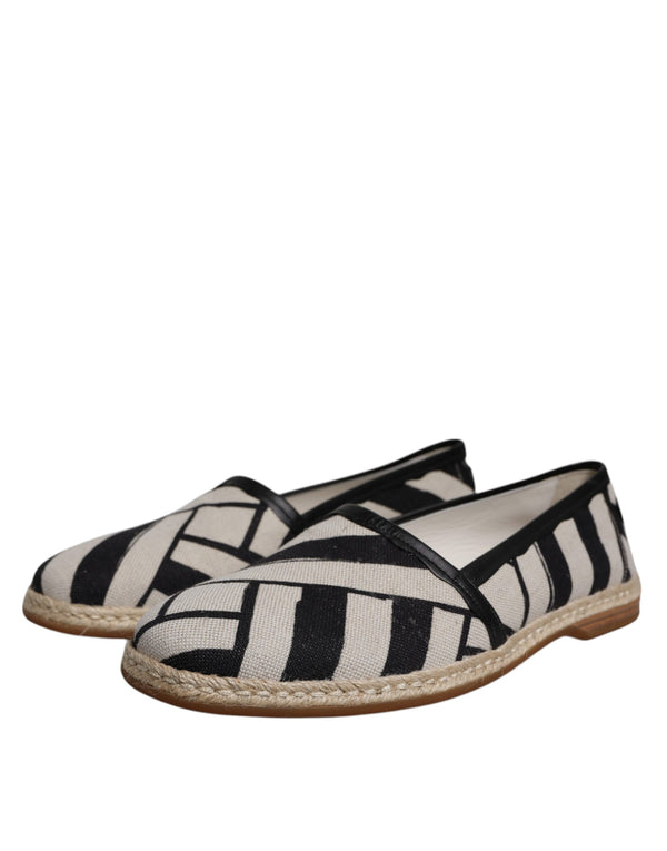Schwarz Weiß Streifen Slip On Espadrille Schuhe