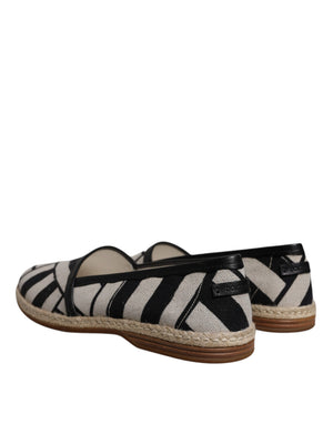 Schwarz Weiß Streifen Slip On Espadrille Schuhe