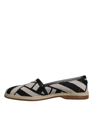 Schwarz Weiß Streifen Slip On Espadrille Schuhe