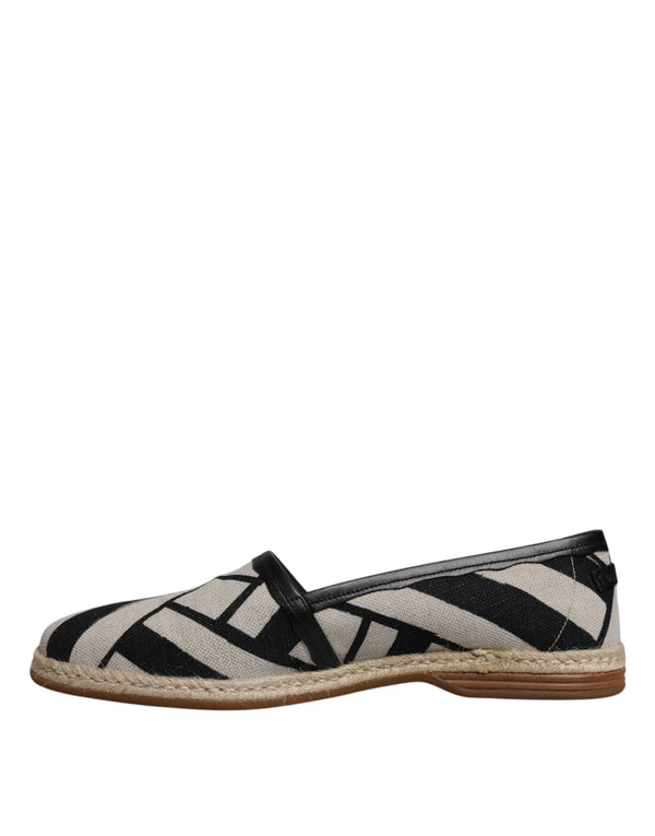 Schwarz Weiß Streifen Slip On Espadrille Schuhe