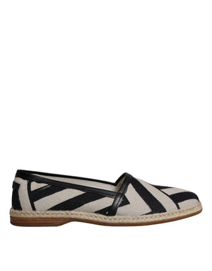 Schwarz Weiß Streifen Slip On Espadrille Schuhe