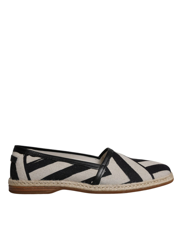 Schwarz Weiß Streifen Slip On Espadrille Schuhe
