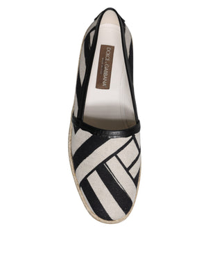 Schwarz Weiß Streifen Slip On Espadrille Schuhe