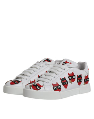 Weiß Devil Face Portofino Turnschuhe Schuhe
