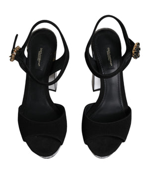 Schwarz Spiegel Absätze Plattform Sandalen Schuhe