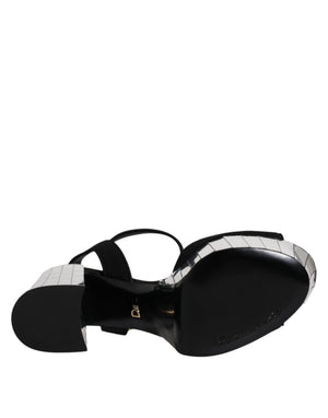 Schwarz Spiegel Absätze Plattform Sandalen Schuhe