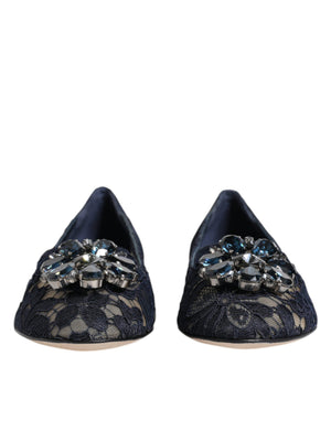 Blau Taormina Spitze Kristalle Flats Schuhe