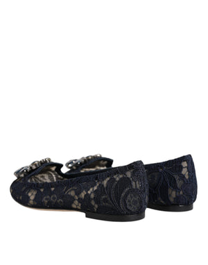 Blau Taormina Spitze Kristalle Flats Schuhe