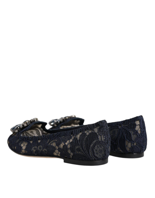 Blau Taormina Spitze Kristalle Flats Schuhe