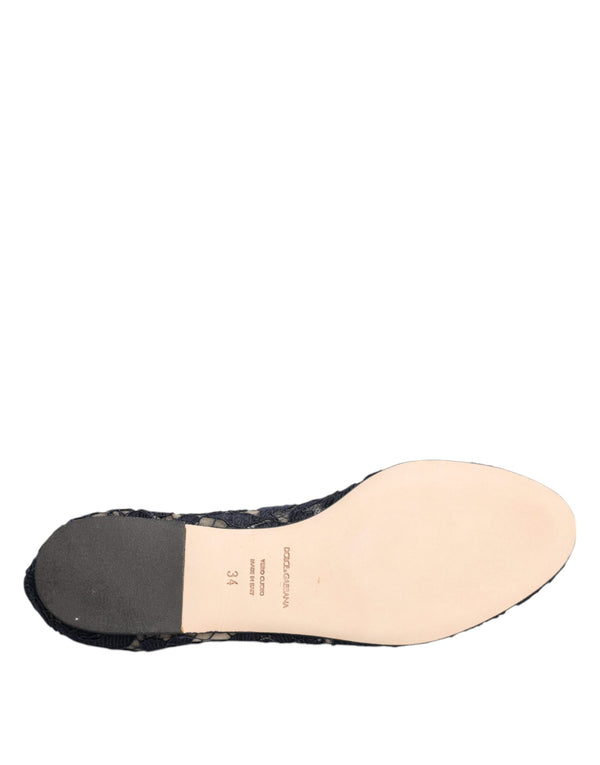 Blau Taormina Spitze Kristalle Flats Schuhe