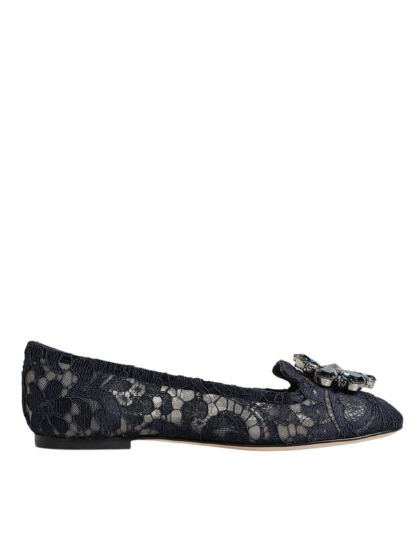 Blau Taormina Spitze Kristalle Flats Schuhe