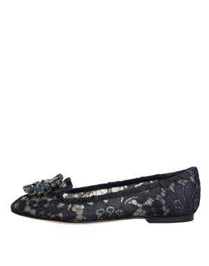 Blau Taormina Spitze Kristalle Flats Schuhe