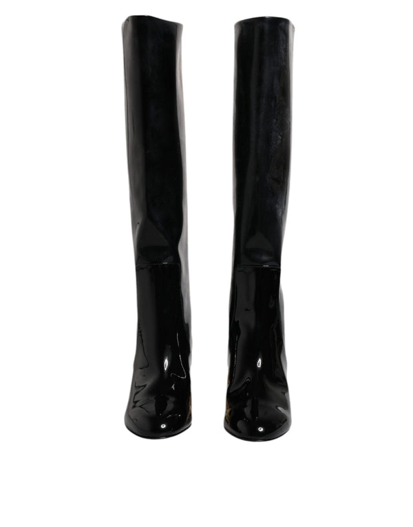 Schwarze Lackleder Vally High Stiefel Schuhe