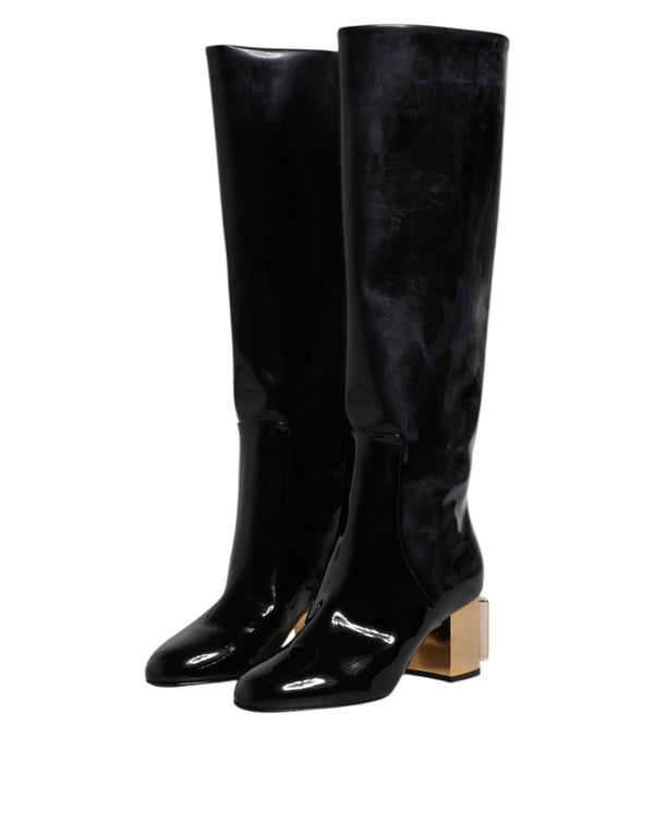 Schwarze Lackleder Vally High Stiefel Schuhe
