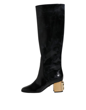 Schwarze Lackleder Vally High Stiefel Schuhe