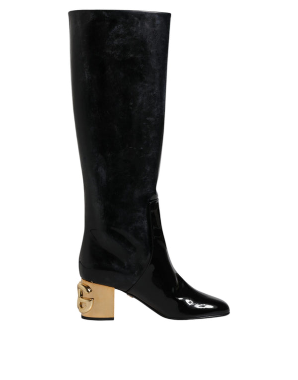 Schwarze Lackleder Vally High Stiefel Schuhe